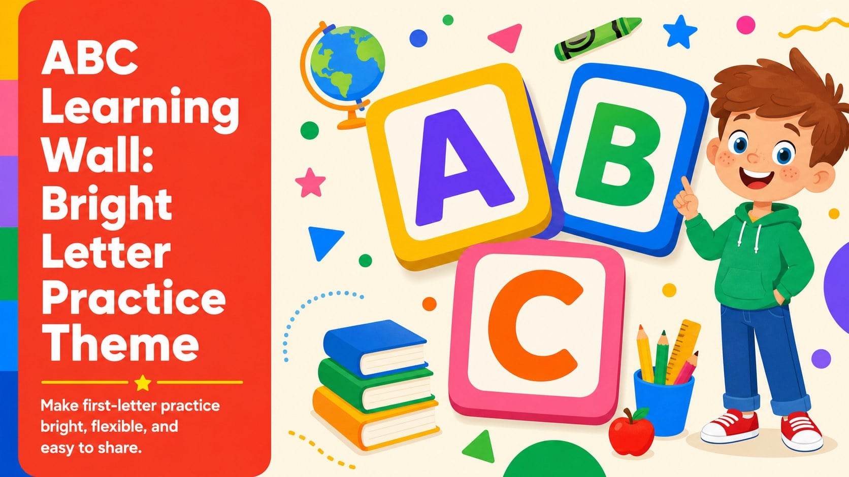 ABC Learning Wall: Bright Letter Practice Theme