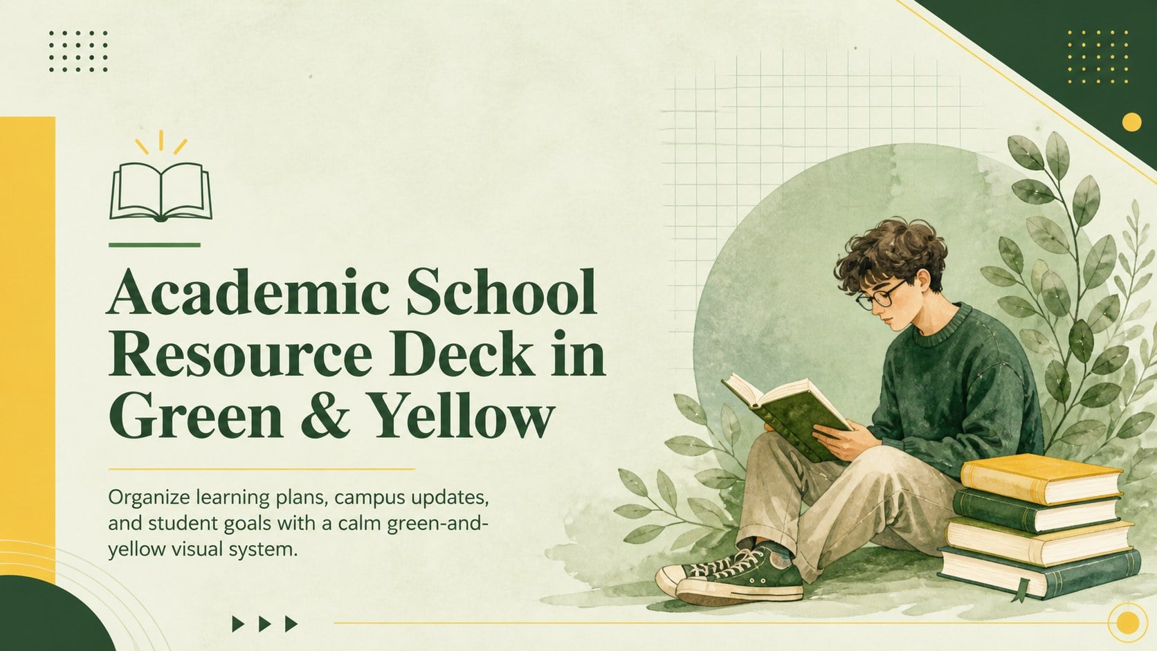 Academic School Resource Deck in Green & Yellow