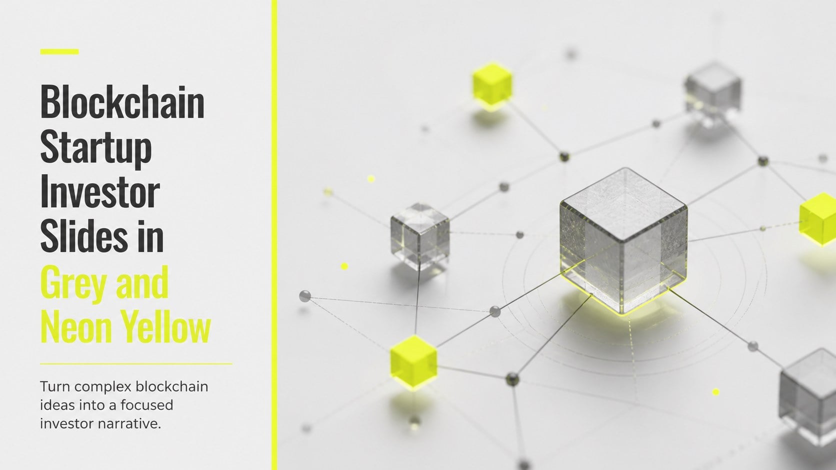 Blockchain Startup Investor Slides in Grey and Neon Yellow