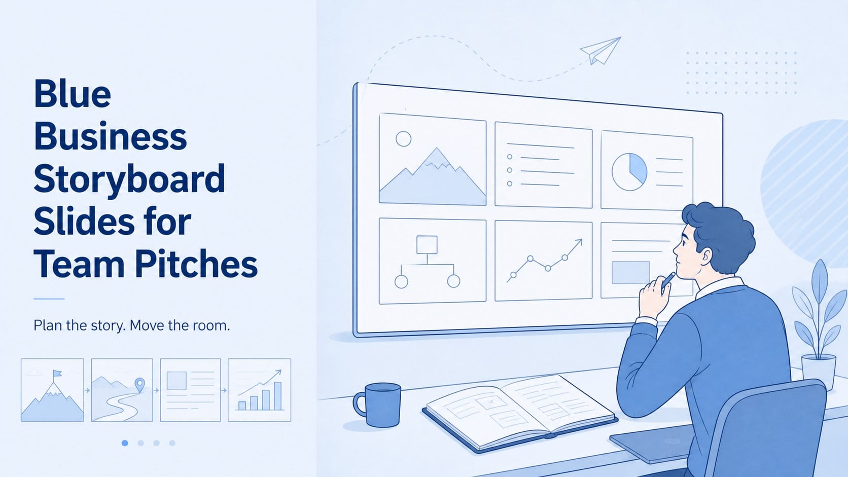 Blue Business Storyboard Slides for Team Pitches