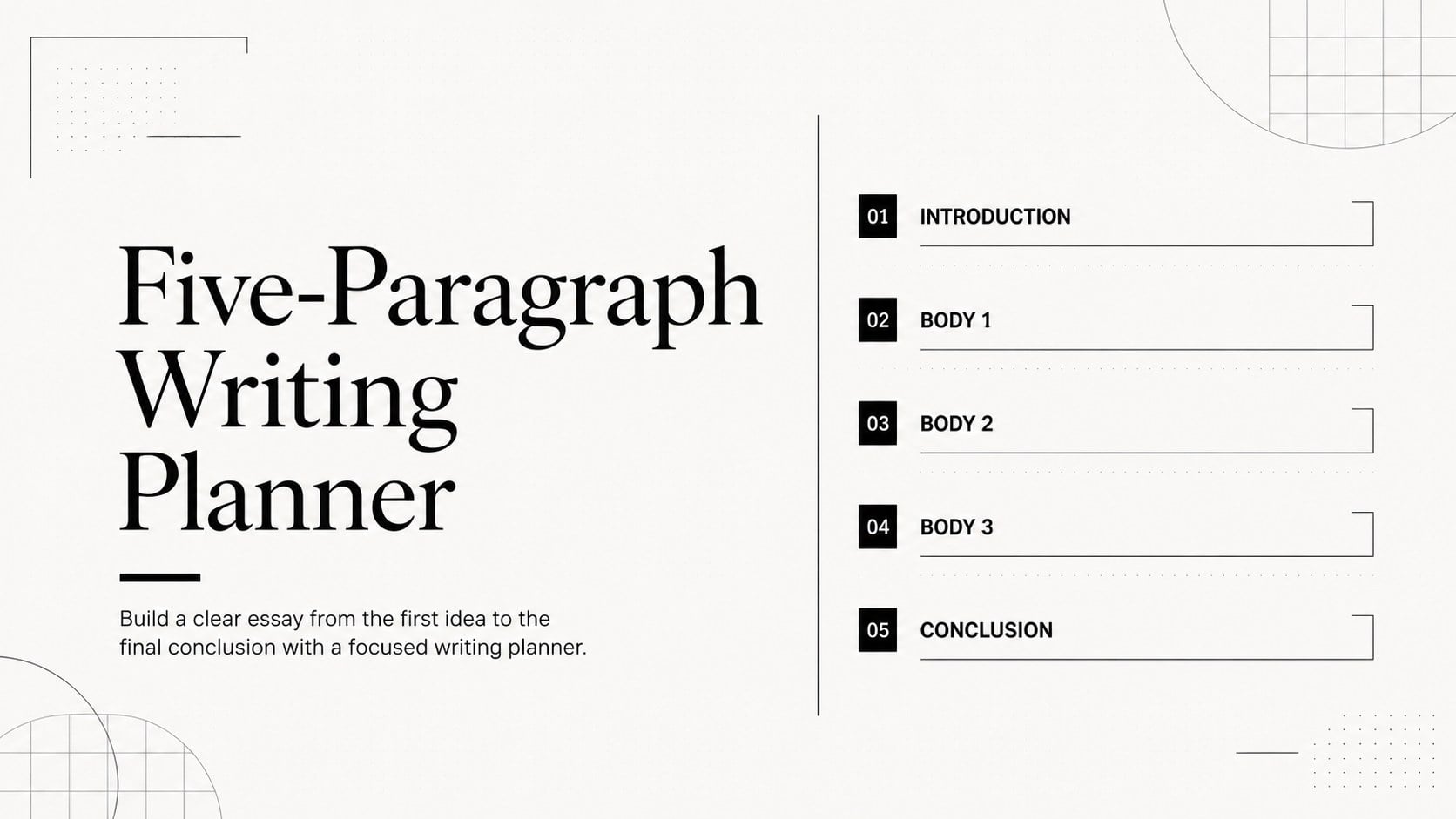 Five-Paragraph Writing Planner