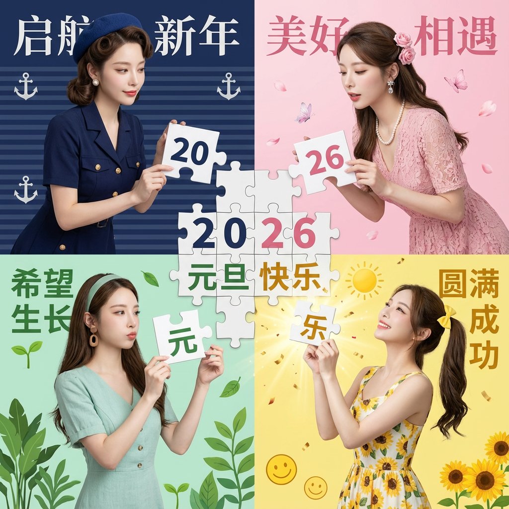 New Year's Day Special: Four-Panel Puzzle for 2026 Blessing - Image 1