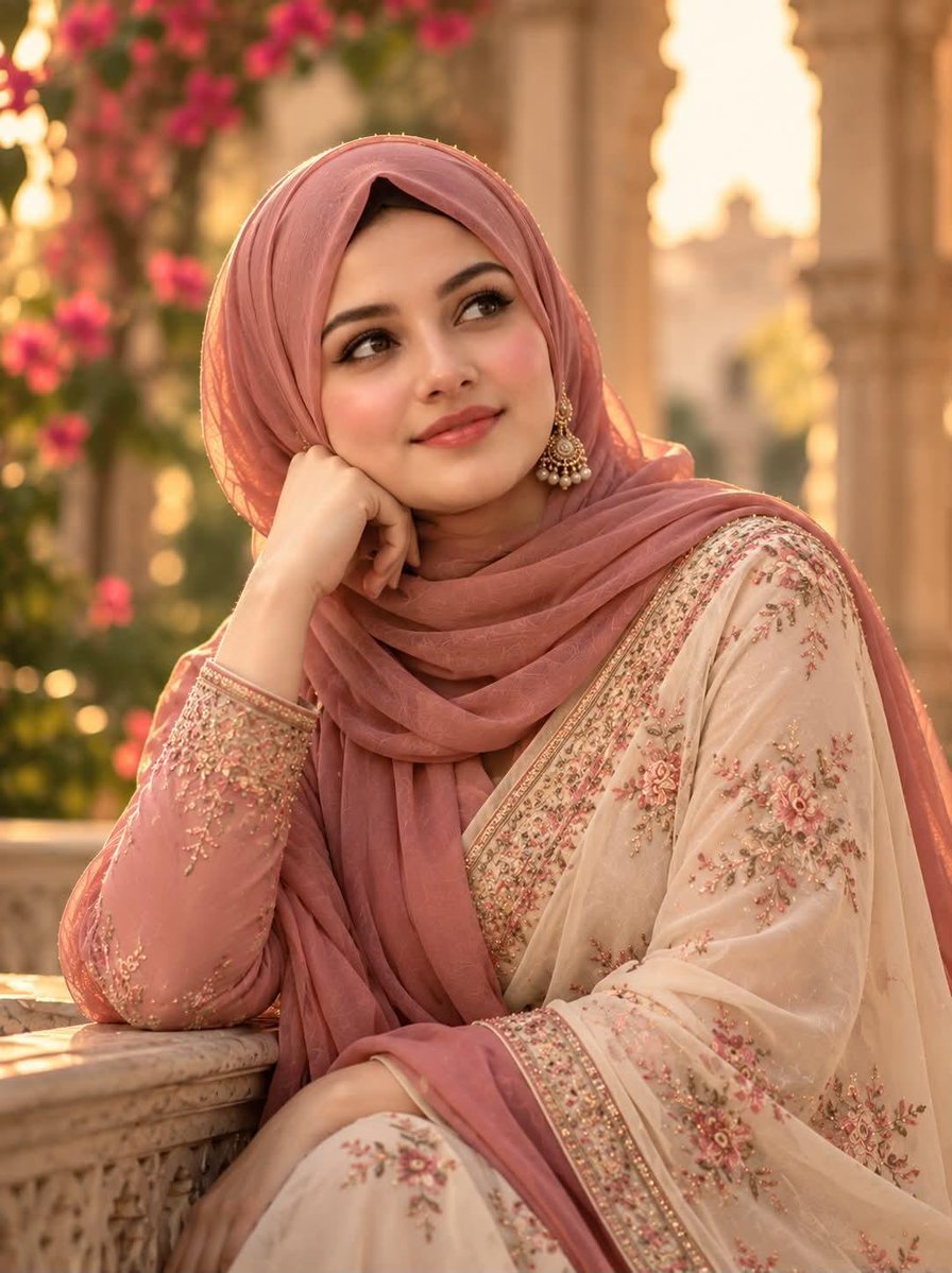 Profile / Avatar - Elegant South Asian Woman Portrait with Hijab and Shalwar Kameez - Image 1