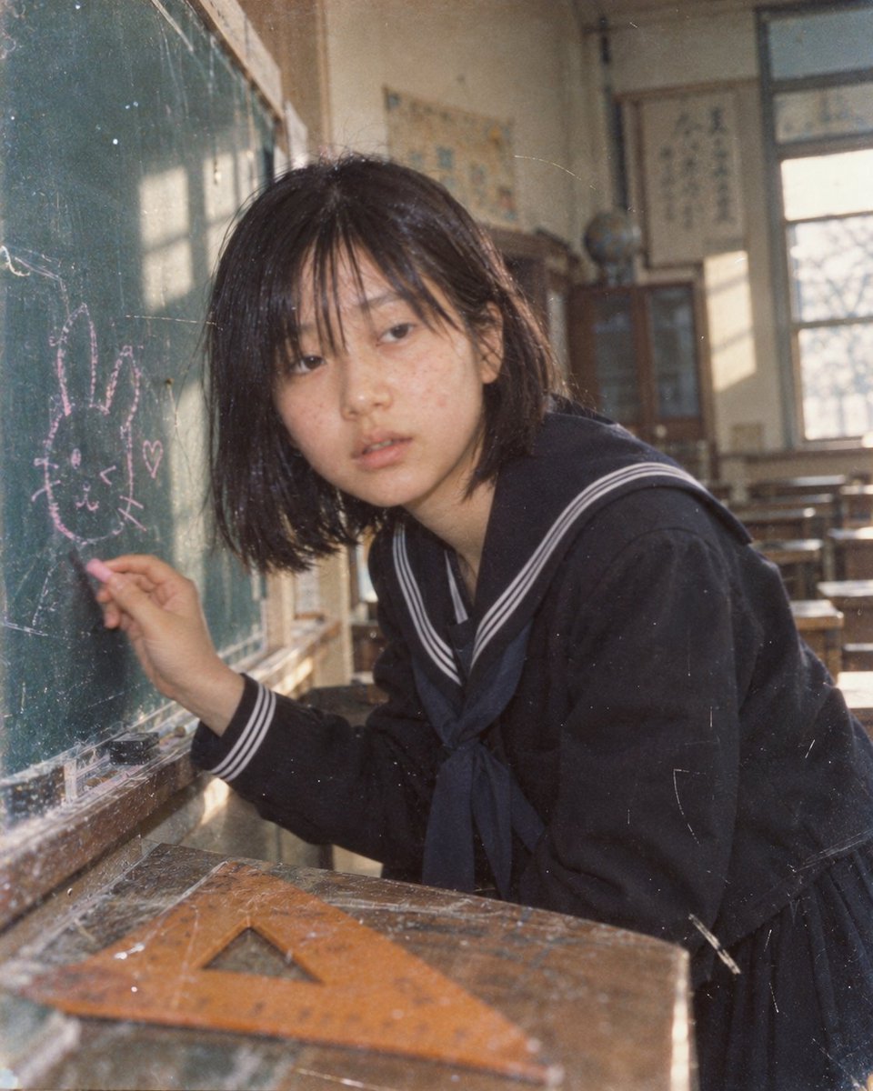 Profile / Avatar - Nostalgic Schoolgirl Drawing on Chalkboard - Image 1