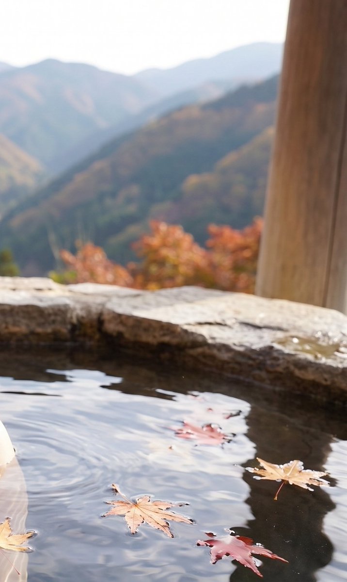 Social Media Post - Japanese Woman in Onsen with Autumn Maple View - Image 3
