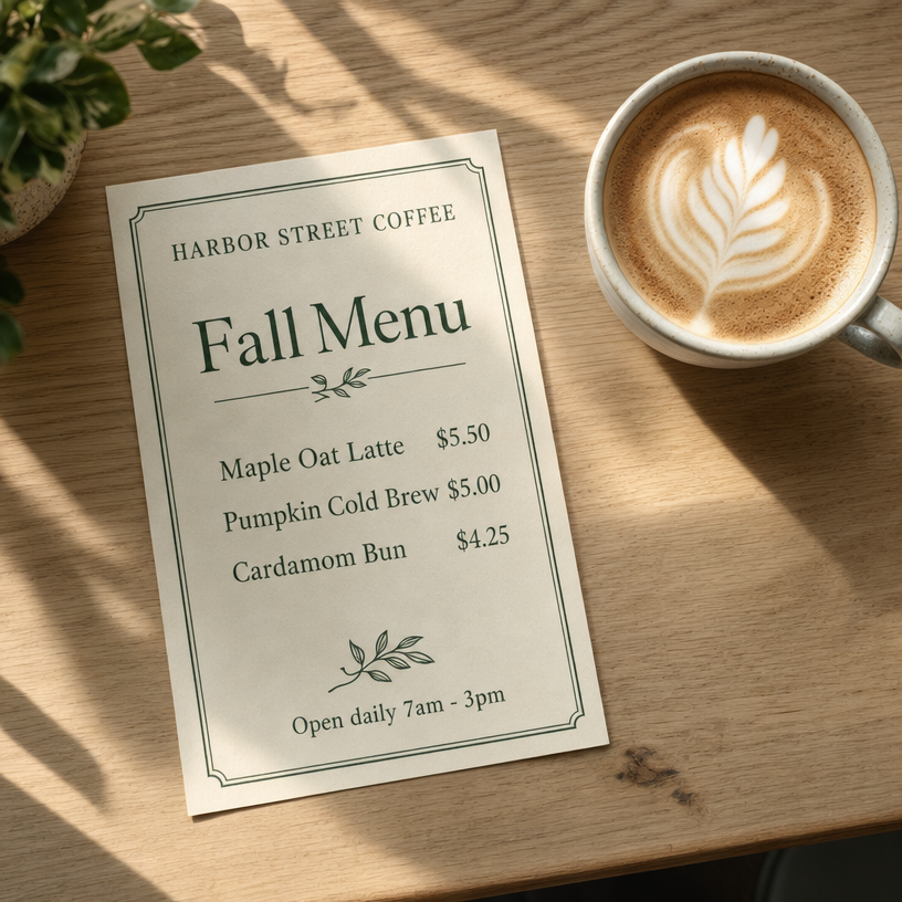 Social Media Post - Harbor Street Coffee Fall Menu - Image 1