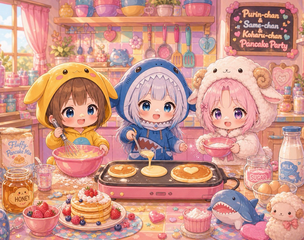 Social Media Post - Chibi Girls Making Pancakes - Image 1