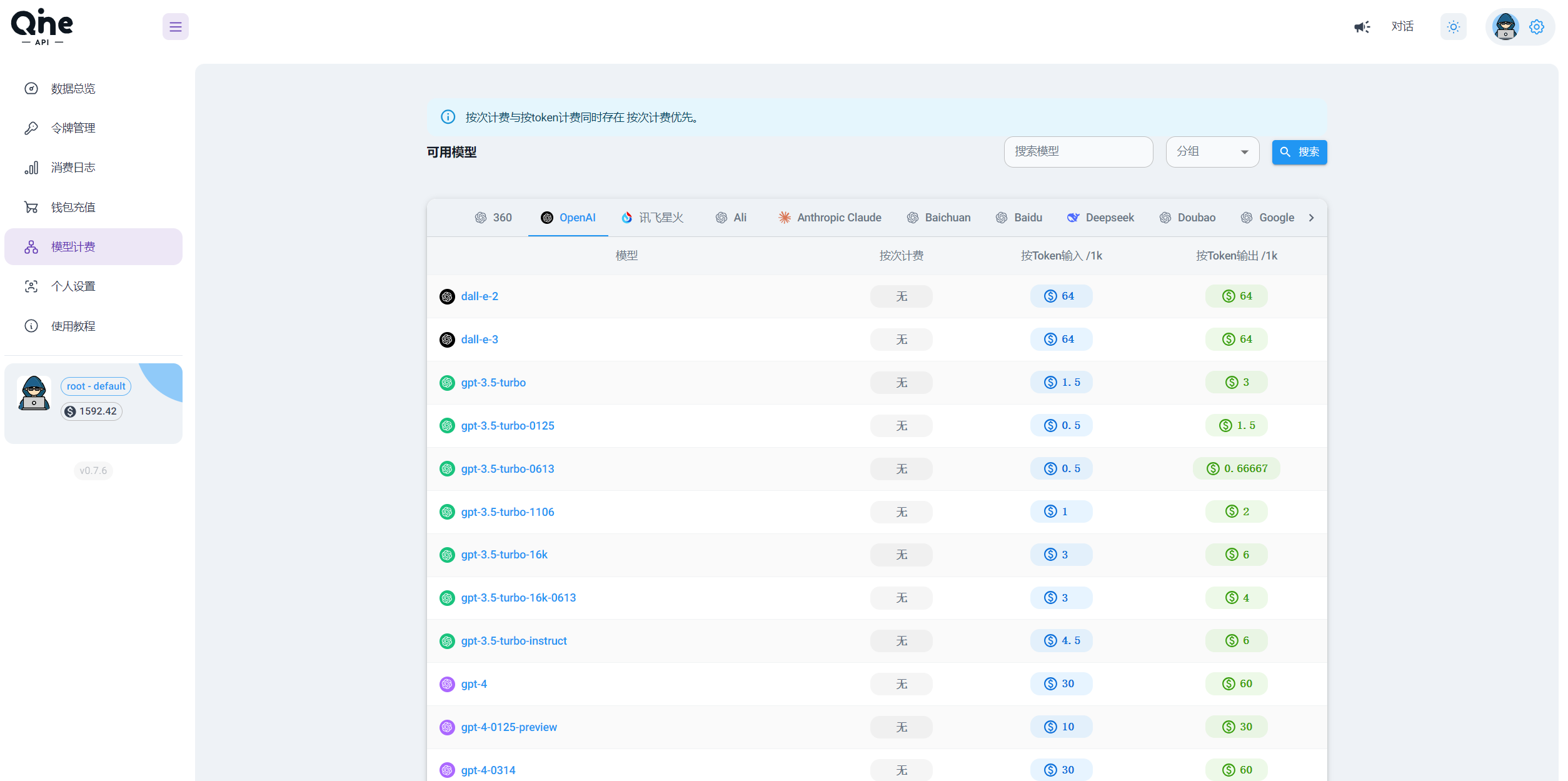 模型计费