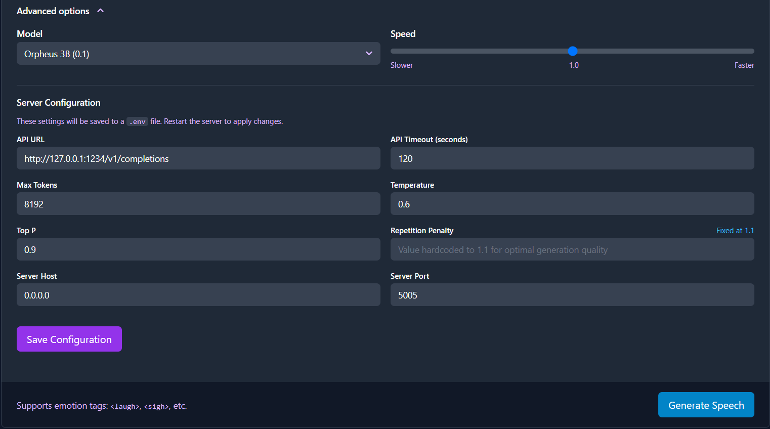 Server Configuration UI