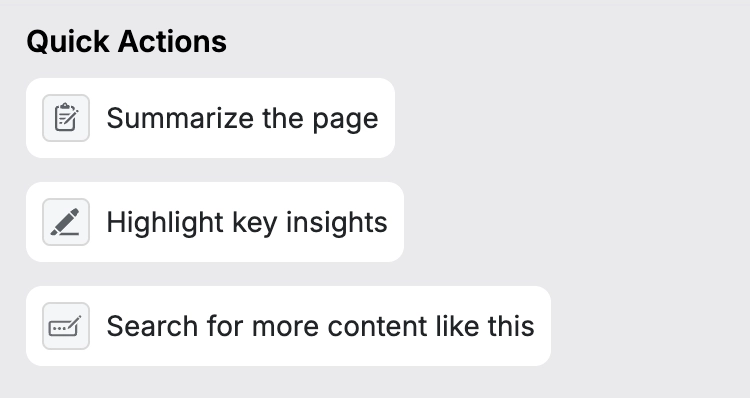 Quick Actions Feature