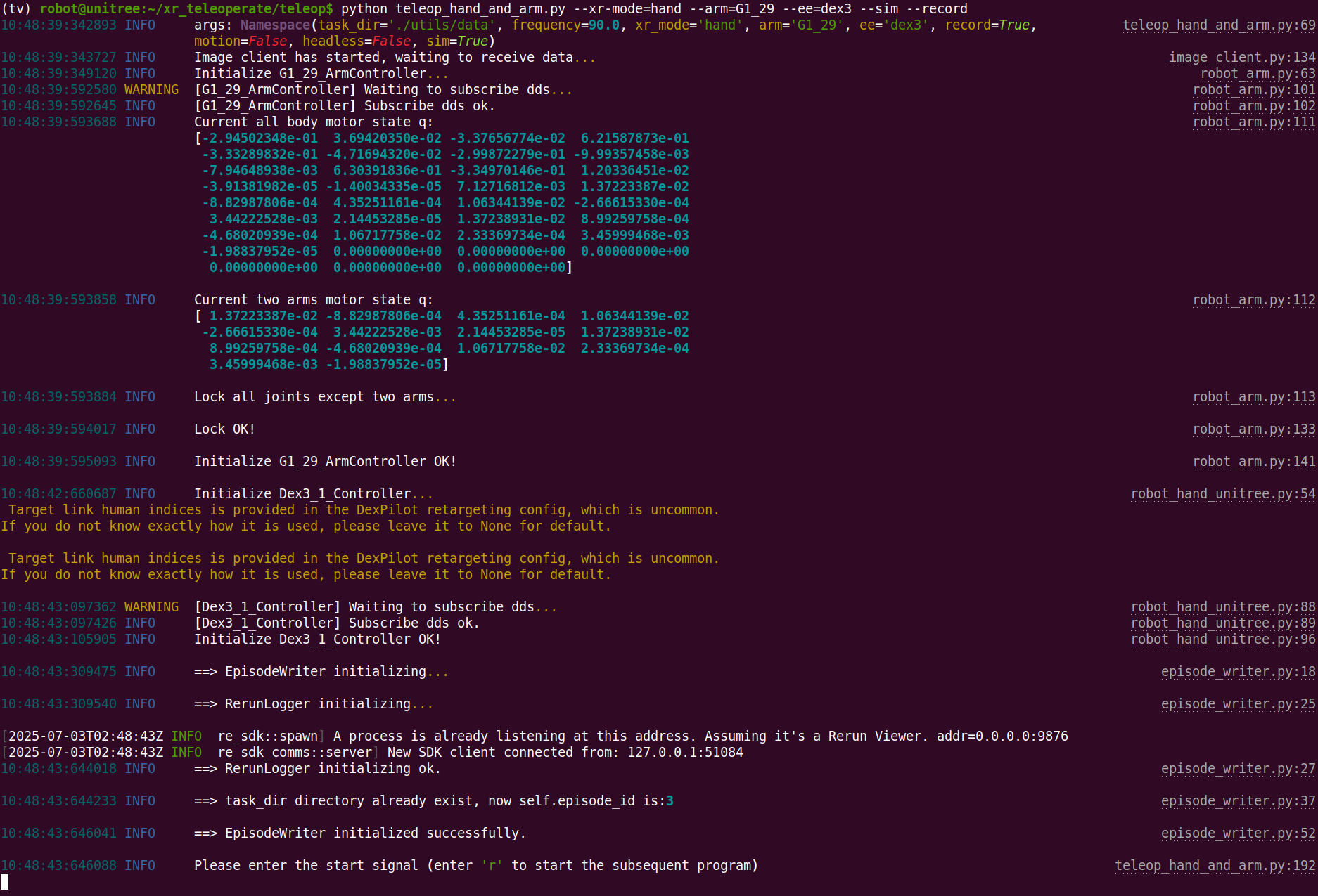 Terminal Start Log