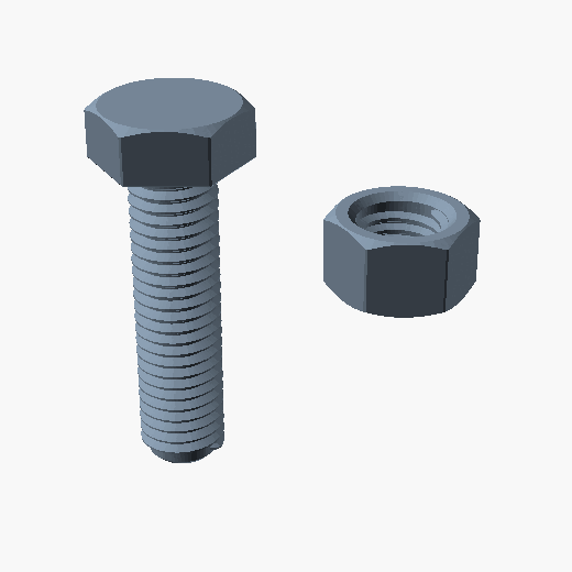 Hex bolt nut — real threads orbit