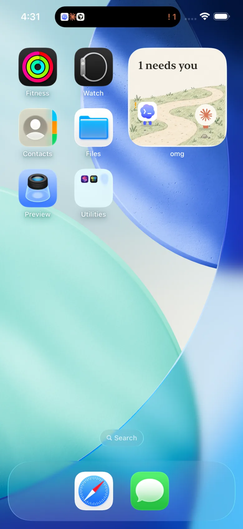 omg.dev iOS home-screen widget with a needs-you summary