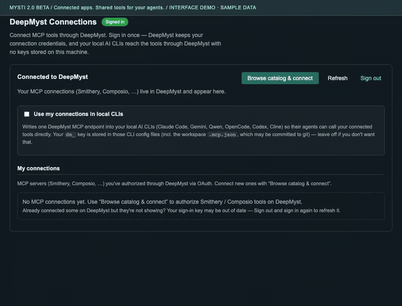 DeepMyst connections for GitHub, Slack, Gmail and Google Calendar