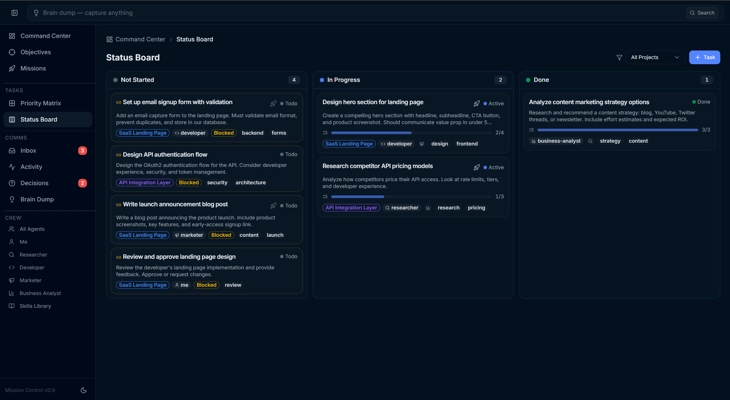 Kanban Status Board