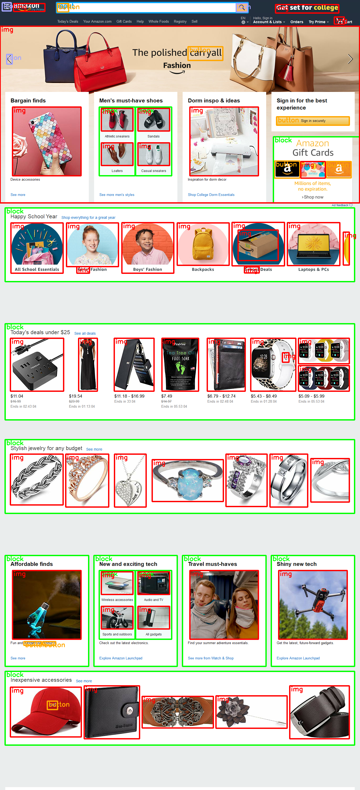 UI Components detection result