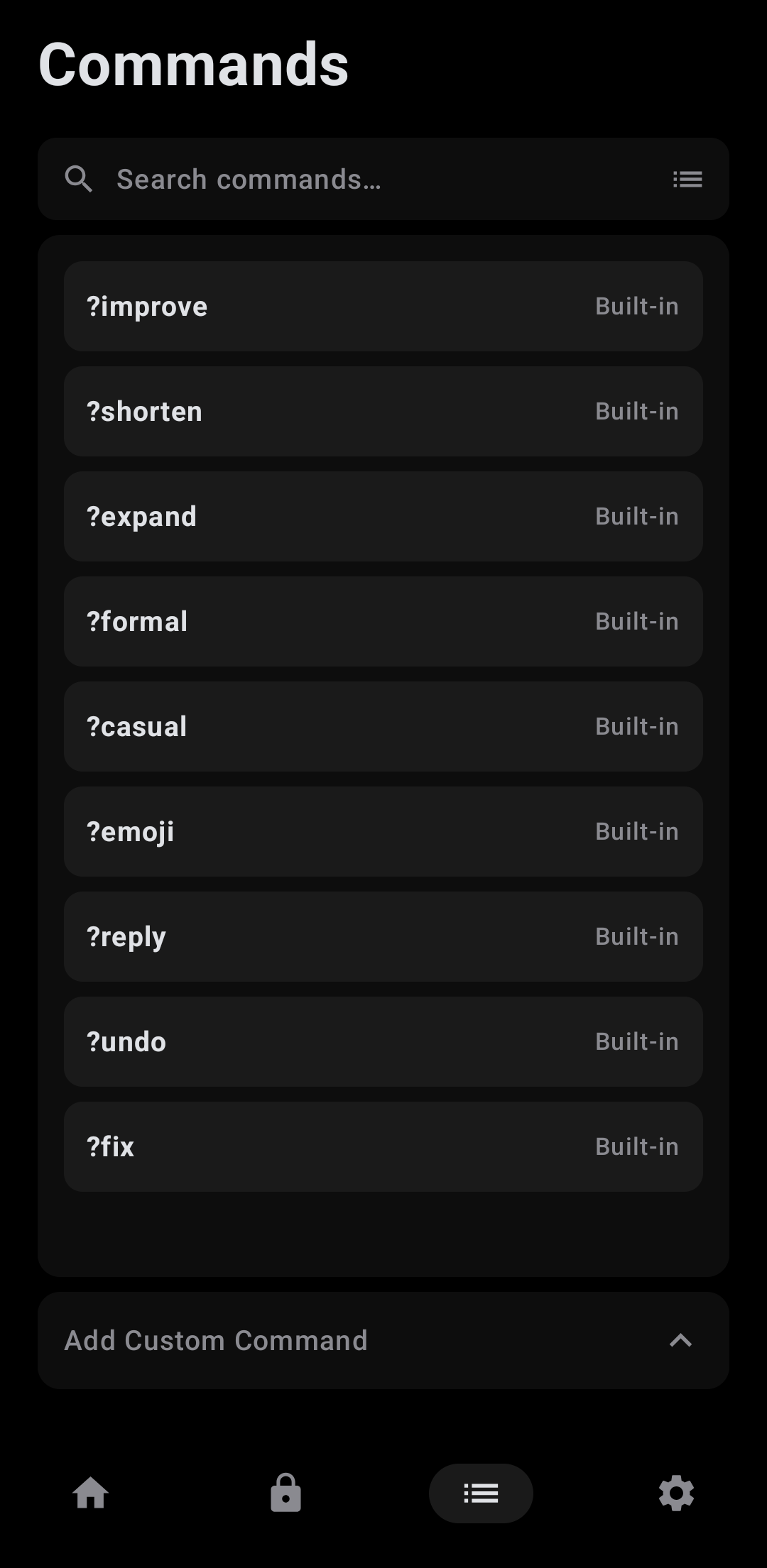 Commands — Dark