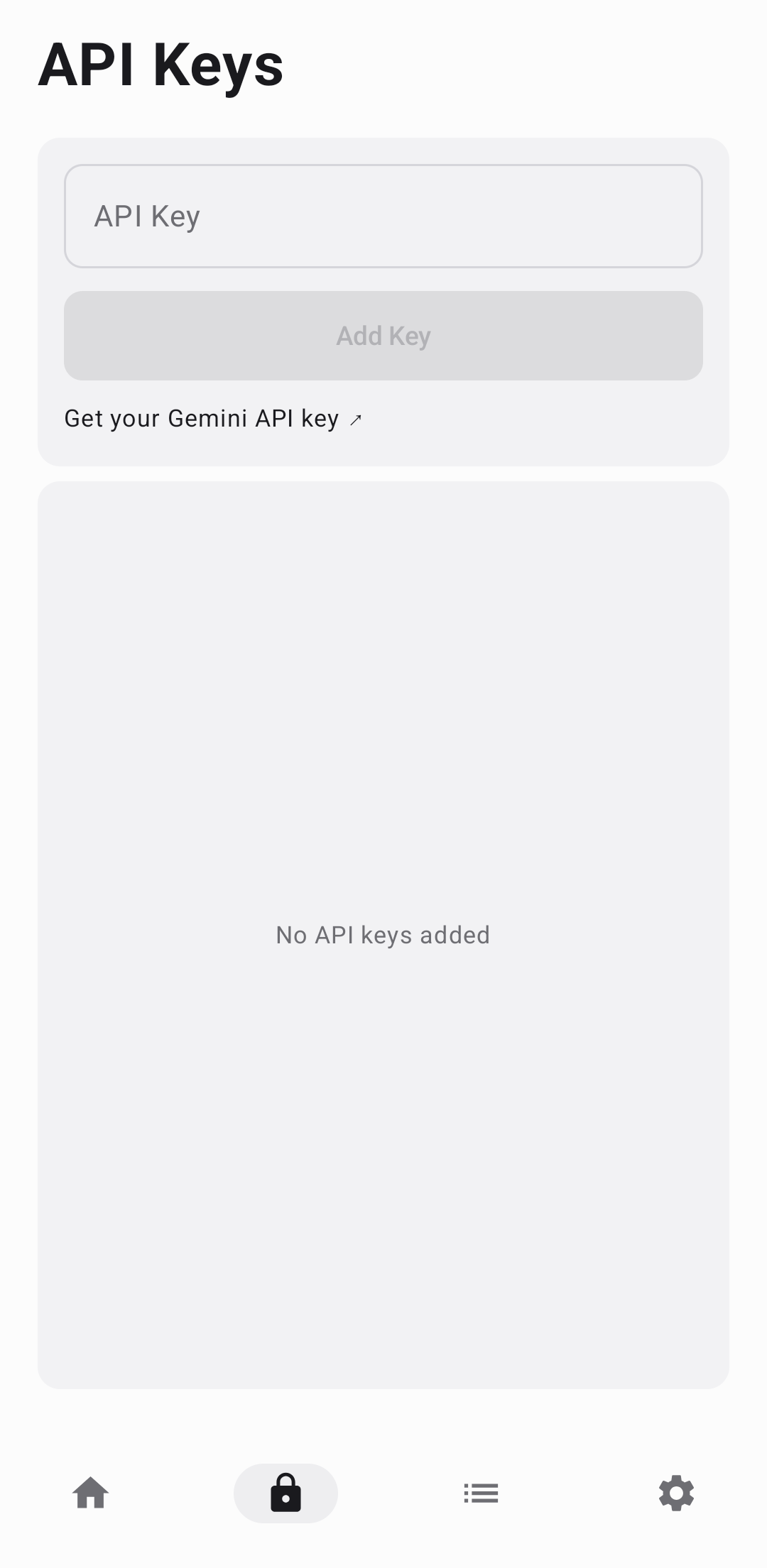API Keys — Light