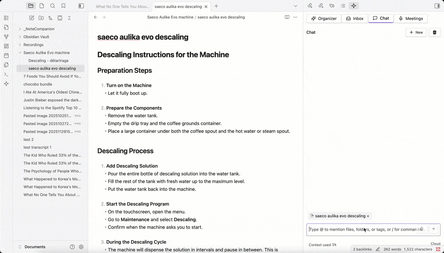 AI Chat with Vault Context