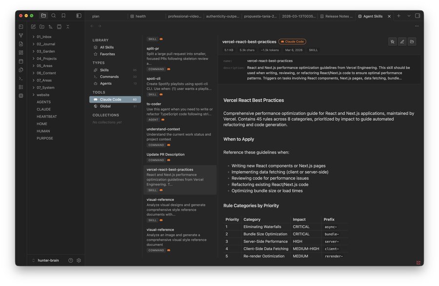 Browse skills, commands, and agents across 17 coding assistants