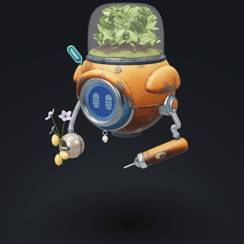 The gardener bot's arm turns from a soil probe into a watering can