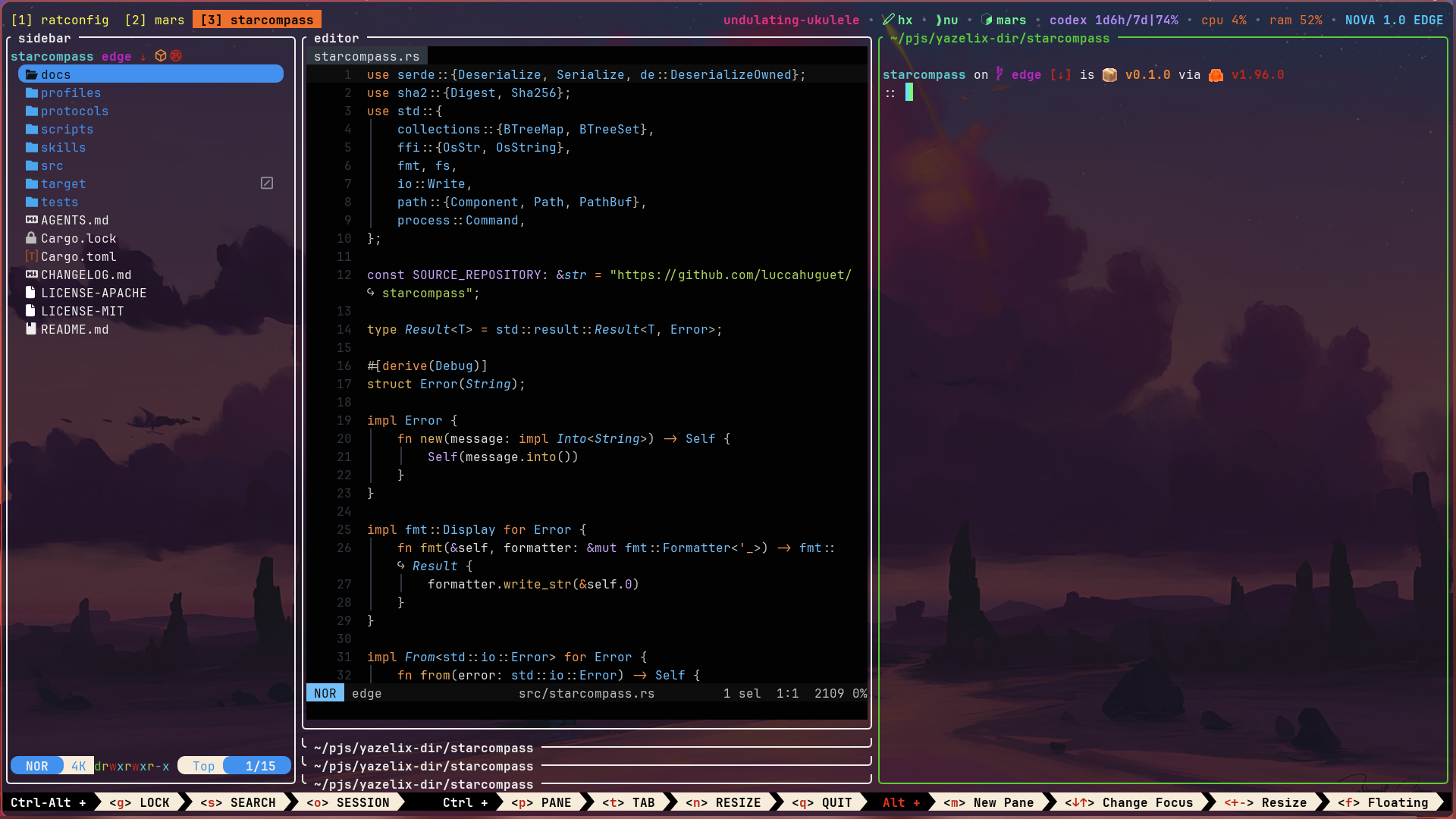 Yazelix Nova workspace