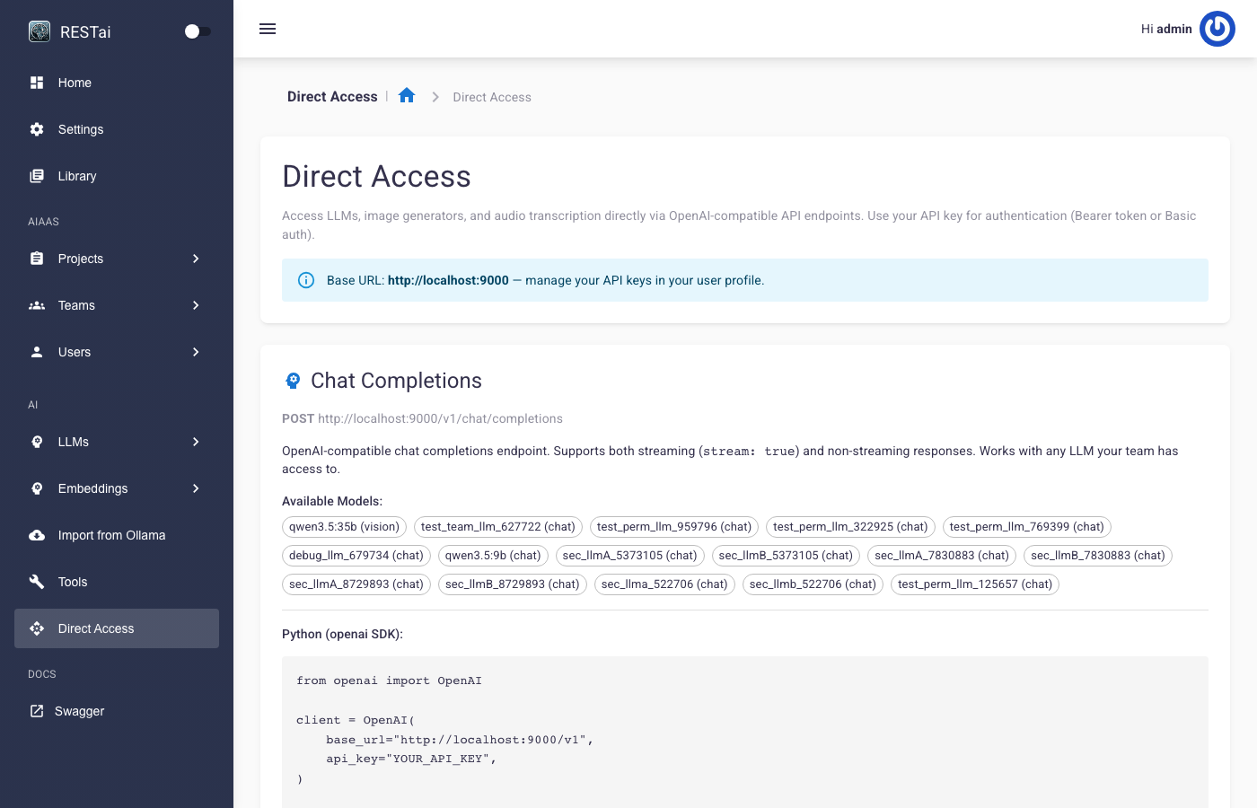 RESTai Direct Access