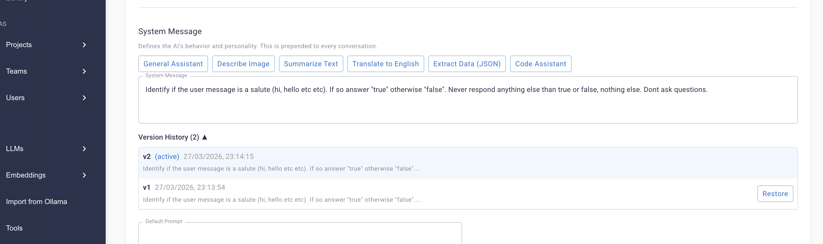 RESTai Prompt Versioning