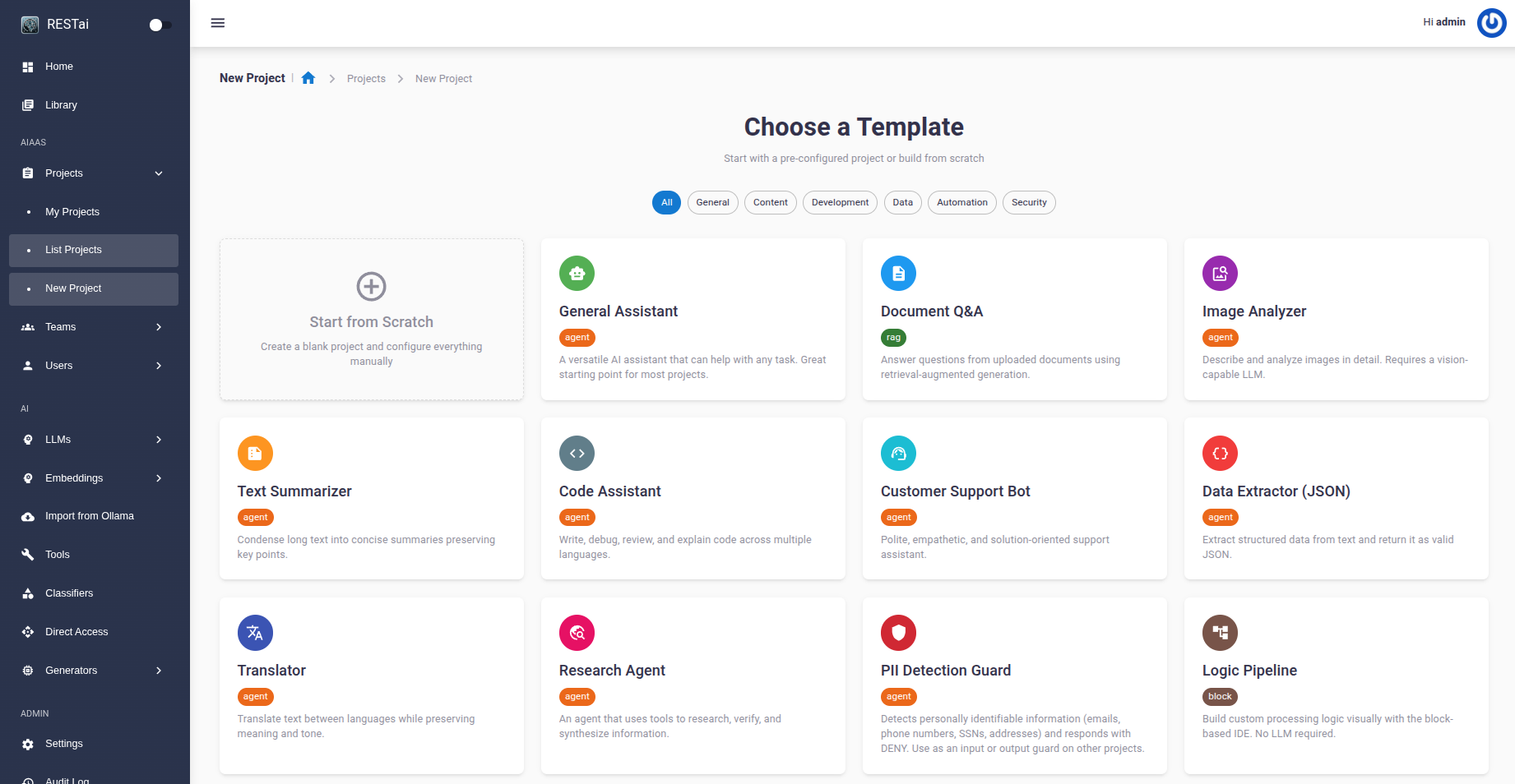 RESTai Dashboard