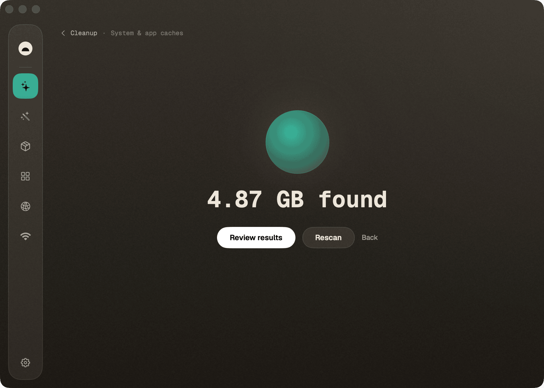 Clean — scan complete, reclaimable space found