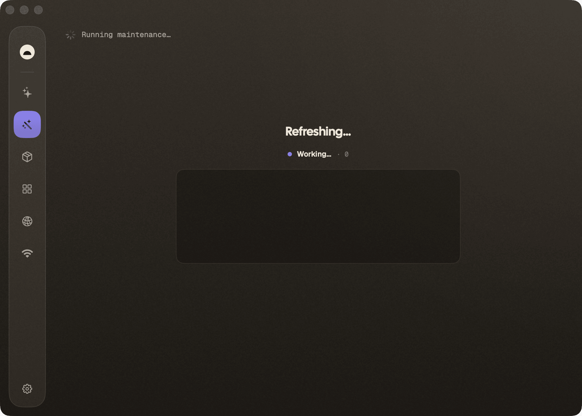 Optimize — maintenance running