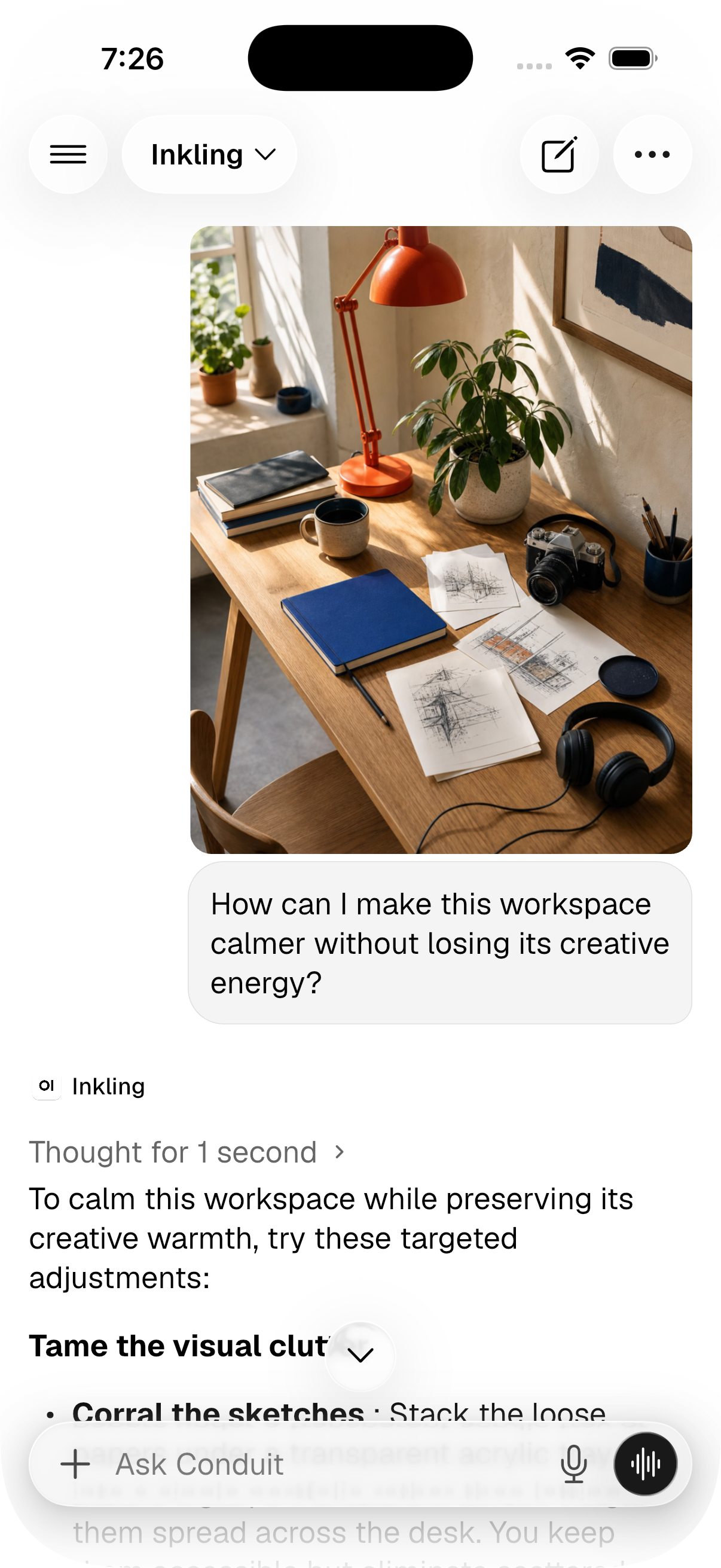 Multimodal chat with an image attachment and streaming response