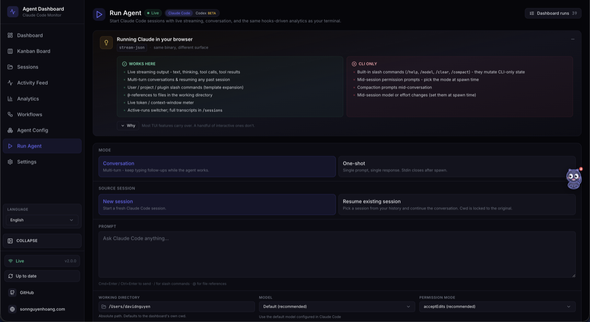 Run Agent provider selection