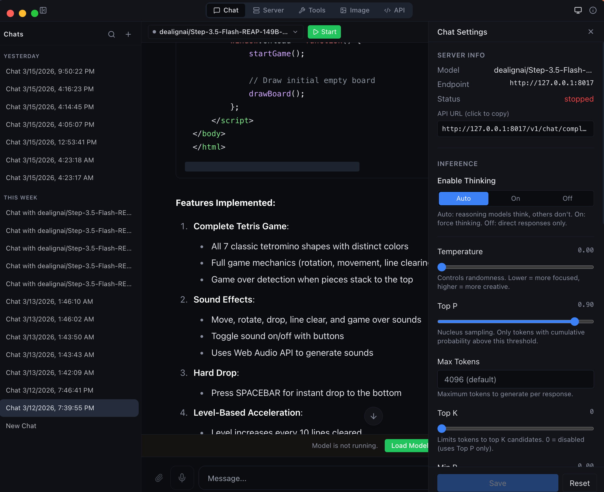 Agentic coding chat