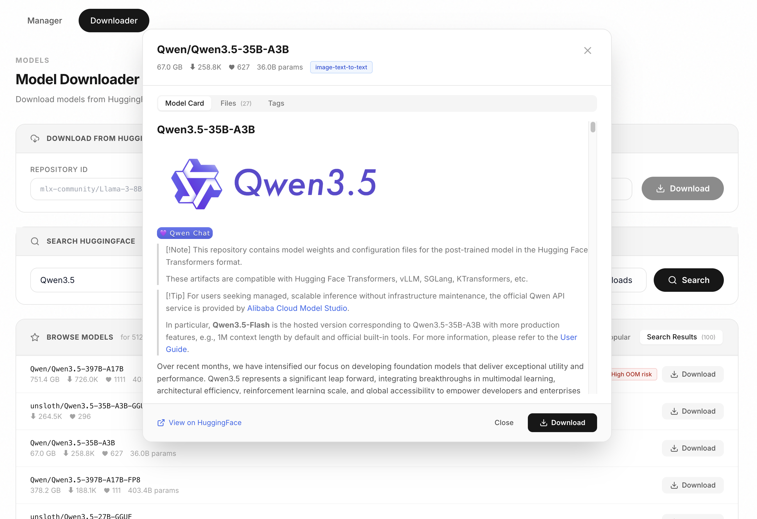 oMLX Model Downloader