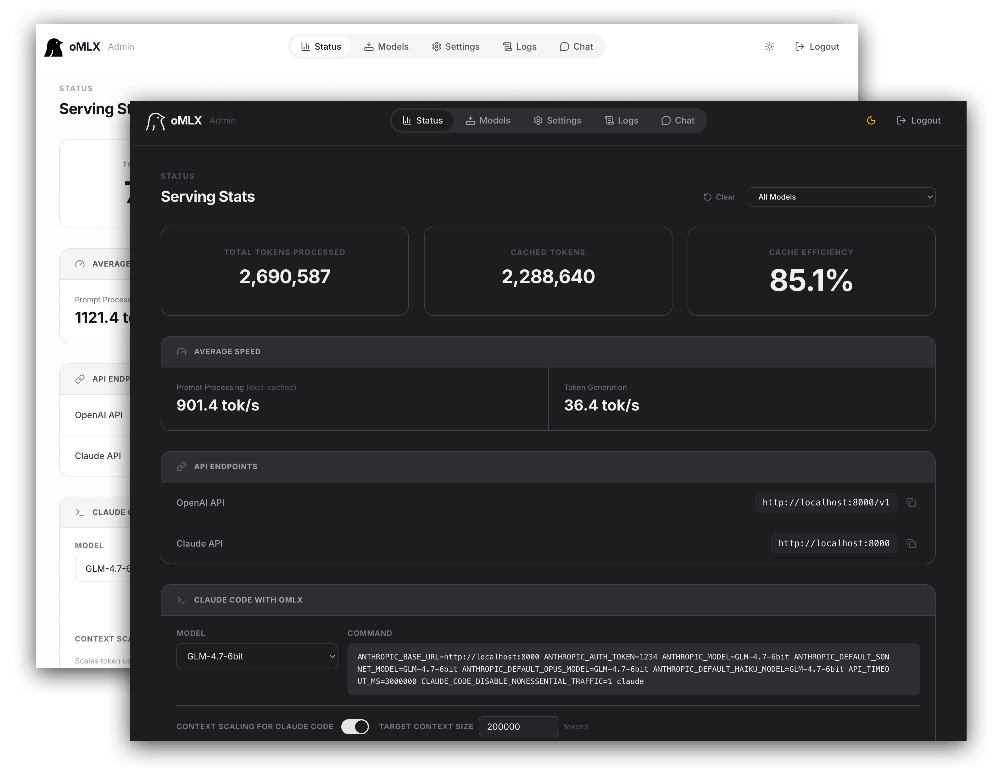 oMLX Admin Dashboard
