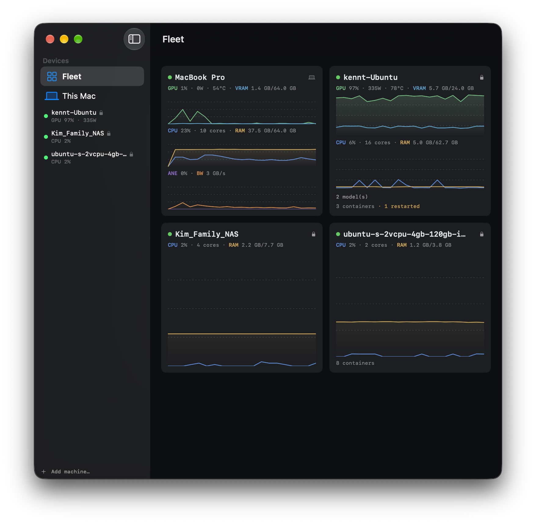 The Fleet overview — every machine on one screen