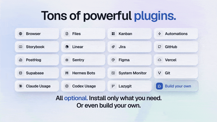 Tons of powerful plugins. All optional.