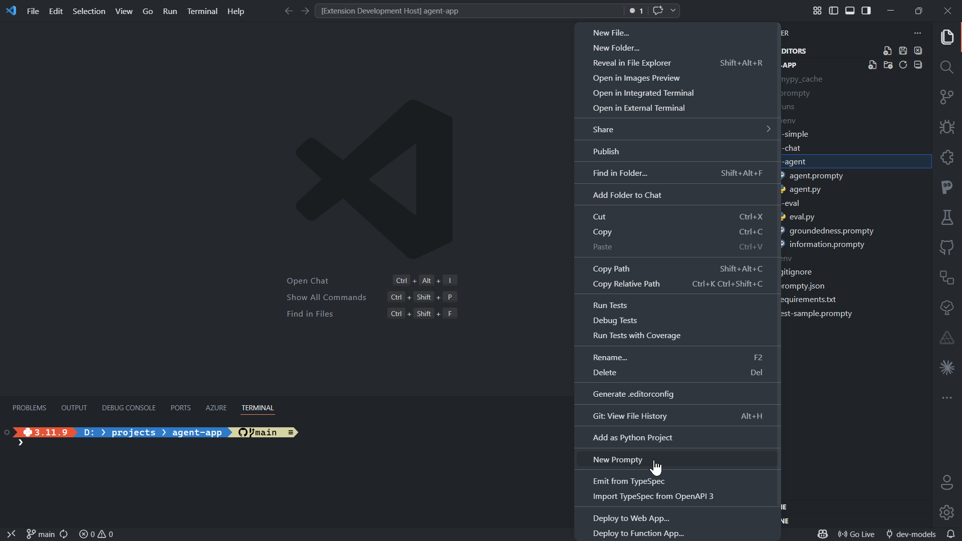 Create a new prompty file