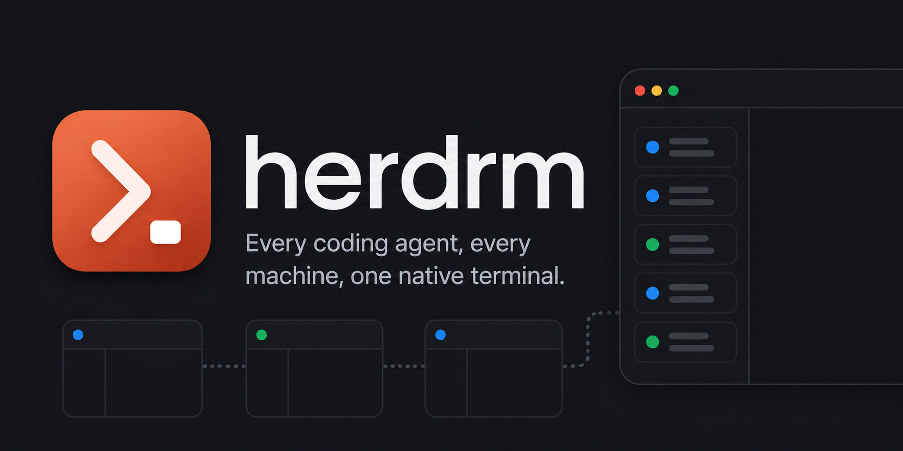 herdrm — every coding agent, every machine, one native terminal