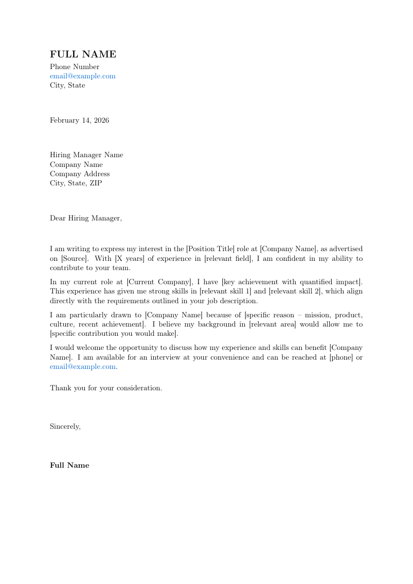 Cover Letter
