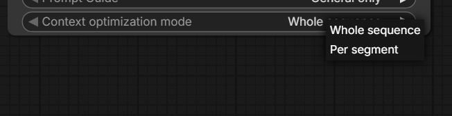 Context prompt optimization modes