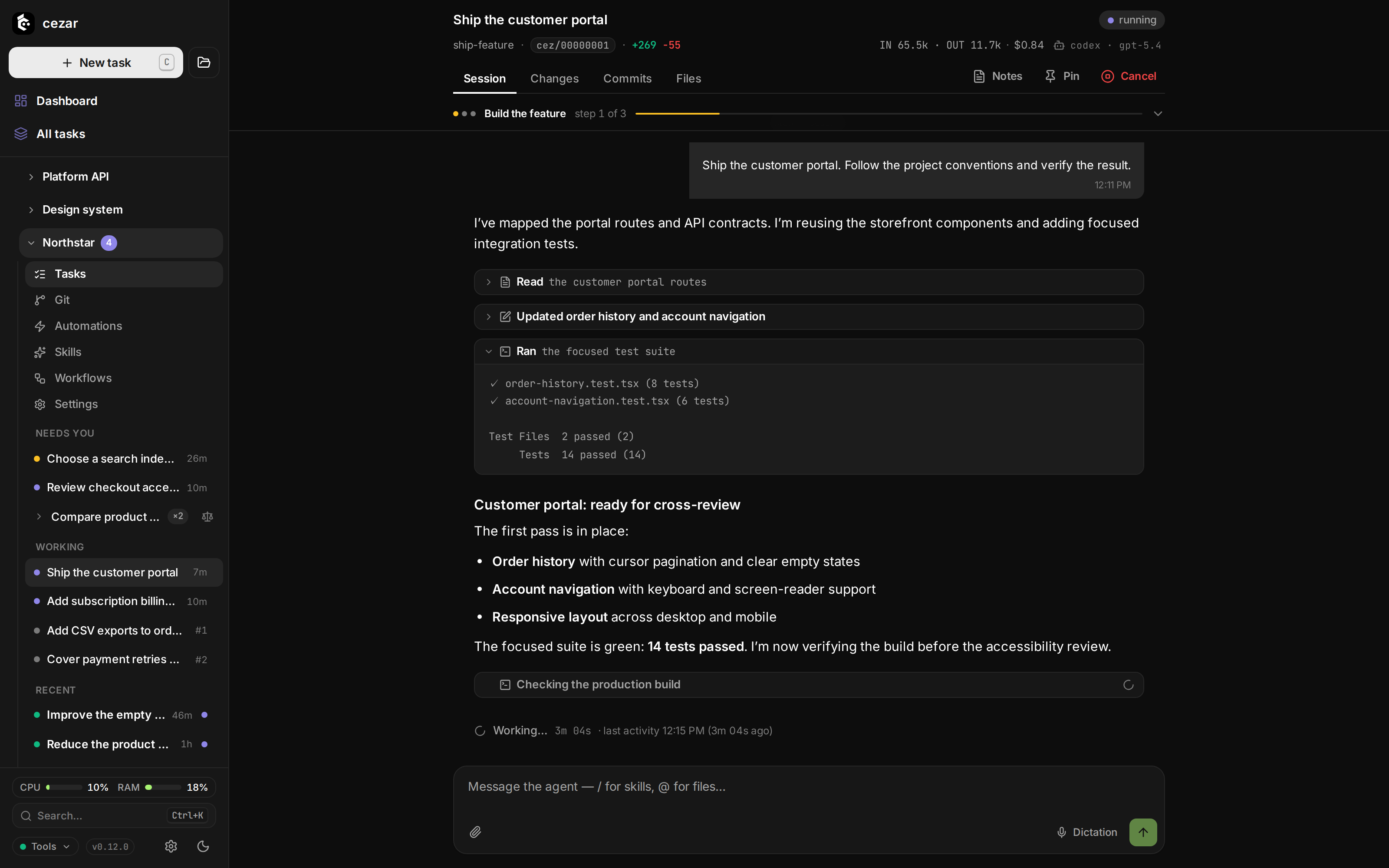 Live run: Every step, tool call and token, as it happens.