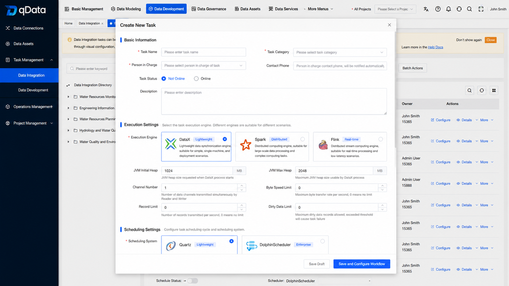 Add data integration task