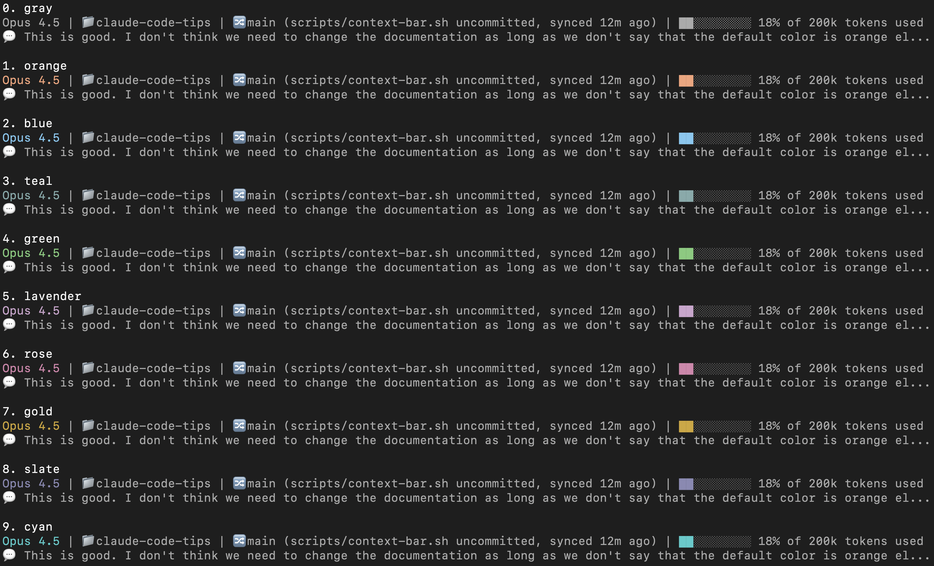 Color preview options