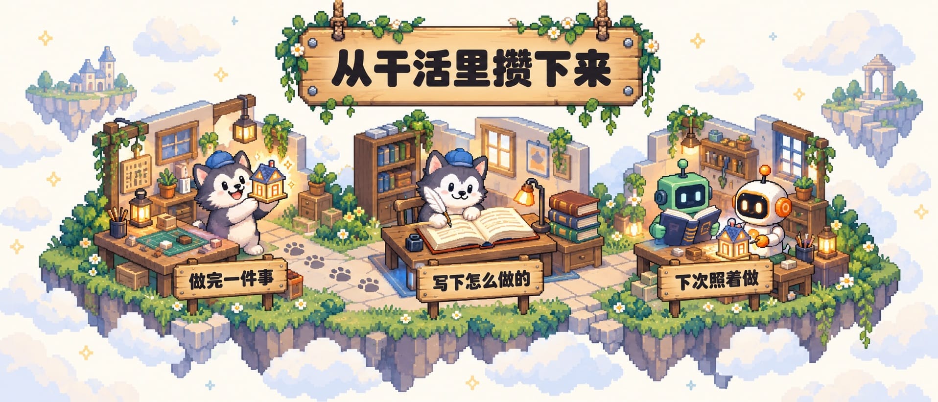 从干活里攒下来：狗子做完一件事，把做法写进手册，两个 AI 搭子下次照着手册做