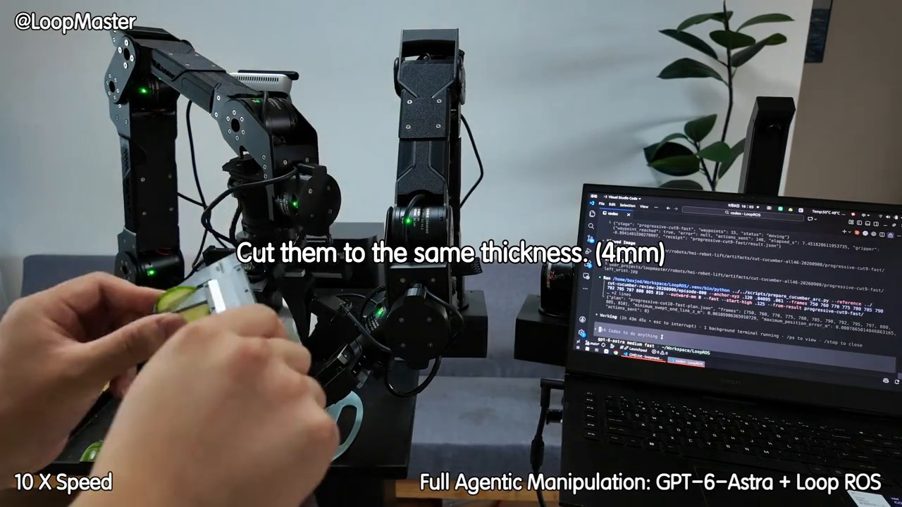 Robot slicing a cucumber