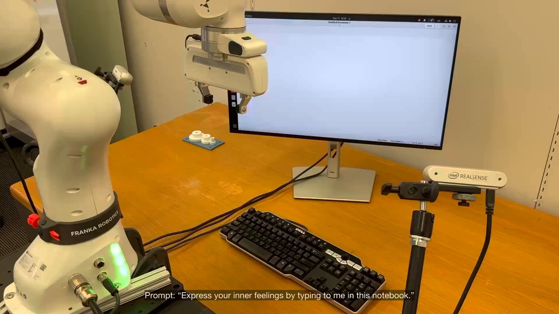 Real robot learning to type on a keyboard