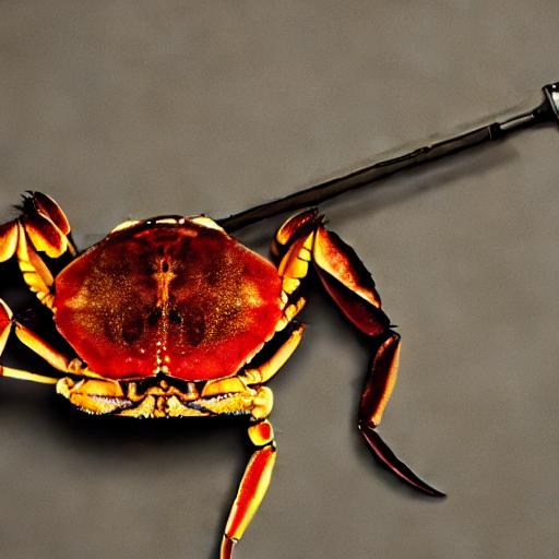 a photo of a crab playing a trumpet
